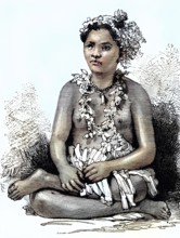 A woman from the island of Samoa, illustration from 1894, reproduction, digitally enhanced,
