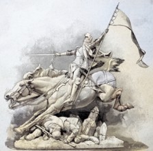 Monument to the Maid of Orleans, Jeanne d'Arc, in Chinon, France, 1893, Illustration from 1894,