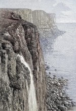 Isle of Skye, Scotland, Kilt Rock, Illustration from 1894, Reproduction, digitally enhanced,