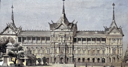 The Palace of the King of Siam, Bangkok, Thailand, Illustration from 1894, Reproduction, digitally