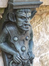 Close-up of bronze Satyr figure at the Landhausbrunnen fountain, Landhaus, Graz, Austria