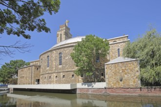 Modern Herz-Jesu-Kirche built in 1929 on Metzlergraben, Bach, Pforzheim, Northern Black Forest,