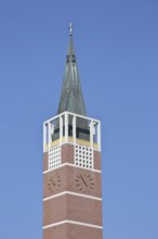 Church tower of the city church built in 1958, modern church, cut-out, Pforzheim, Northern Black