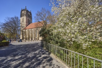 Church of Our Lady, Überwasserkirche, church tower, Gothic architecture, pavement of cobblestones,