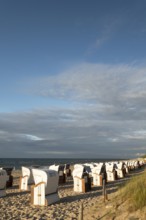 Beach chairs, evening light, Baltic Sea, Baltic seaside resort, Kühlungsborn, Rostock district,