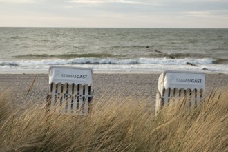 Beach chairs, Baltic Sea, windy, Baltic seaside resort, Kühlungsborn, Rostock district,