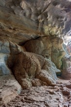 Interior of a famous cave with its rocky formations in the Lapinha da Serra region in the state of
