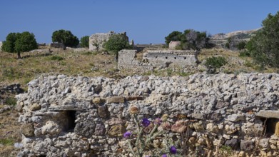 Ancient masonry with surrounding nature and view of ruins, Antimacheia, Medieval fortress, St