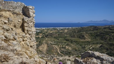 Rocky ruins with views of the sea and a hilly coastal landscape, Kardamina, Antimacheia, Medieval