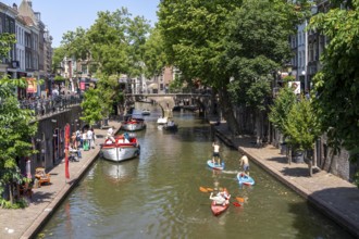 The old town centre of Utrecht, Oudegracht, around 2 km long with many old houses, shops,