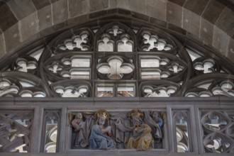Gothic relief on the gallery of the Church of Our Lady, Nuremberg, Middle Franconia, Bavaria,
