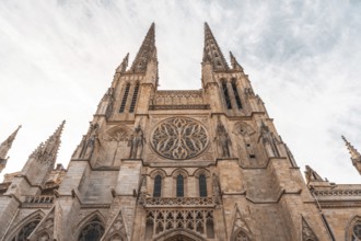Low angle view of the facade of st. Andrew's cathedral, highlighting its intricate gothic