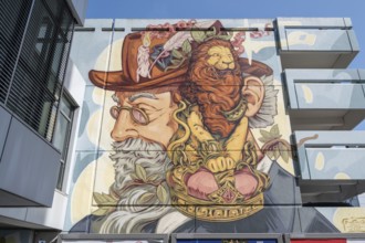Facade painting on a multi-storey car park, Erlangen, Middle Franconia, Bavaria, Germany
