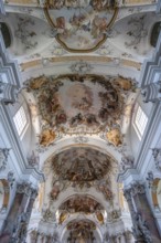 Ceiling vault with ceiling frescoes in the baroque Basilica of St Alexander and Theodor, Ottobeuren