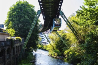 The Wuppertal suspension railway near the Wupperfeld stop in Wuppertal, Germany