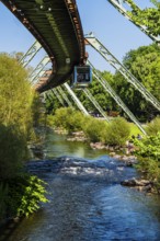 The Wuppertal suspension railway near the Wupperfeld stop in Wuppertal, Germany
