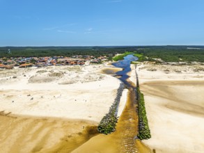 Contis beach from a drone, Saint Julien en Born, Saint-Julien-en-Born, Landes, France