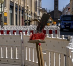 Roadworks in Brandenburger Straße, shopping street in Potsdam, Brandenburg, Germany