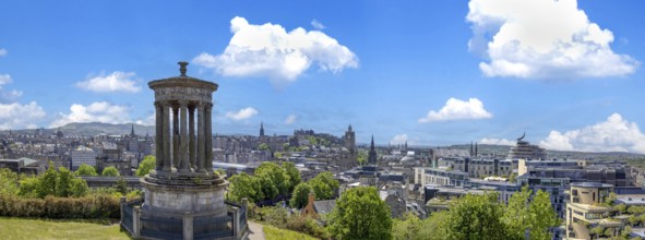 Edinburgh, the capital of Scotland, panoramic skyline view from the Calton Hill