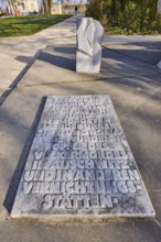 Memorial to the Persecution of the Sinti and Roma, park, path, blue sky, Am Dom, Magdeburg, state