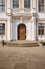 State parliament, historic houses, baroque architectural style, facade, window, entrance area,
