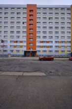 High-rise buildings, residential buildings, residential silos, facade, window, car park with