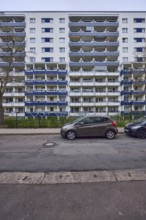 High-rise buildings, residential buildings, residential silos, facade, window, balcony, car park