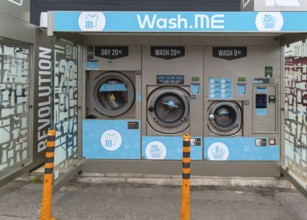 Wash.ME Revolution Laundry launderette service washing machines, Pewsey, Wiltshire, England, UK