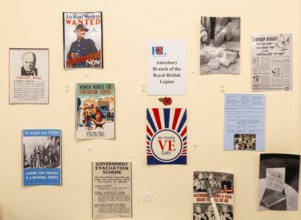Exhibition of 1940s government public information wartime propaganda posters, Wiltshire, England,