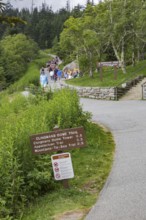 Park guests walking to Clingman's Dome tower and park store in the Smoky Mountains National Park