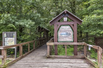 Doug Ghee Accessible Trail boardwalk at trailhead of the Bald Rock Trail in Cheaha State Park,