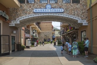 Market Street sign leads tourists to the shopping area at The Island recreation center in Pigeon