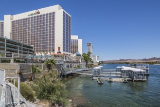Jet ski rental business on the Colorado River behind the Aquarius Casino Resort in Laughlin, Nevada