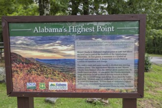 Sign at Alabama's highest point in Cheaha State Park near Delta, Alabama