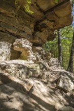 Rock outcropping along hiking trail in Tishomingo State Park in northeast Mississippi