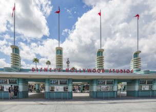 Art Deco entrance to Hollywood studios in Orlando, Florida