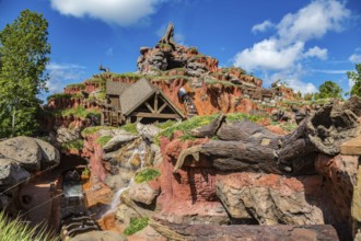 Splash Mountain log ride attraction in the Frontierland area of Magic Kingdom at Walt Disney World,