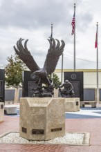 Freedom statue eagle centered in the Santa Rosa County Veterans Memorial Plaza in downtown Milton,