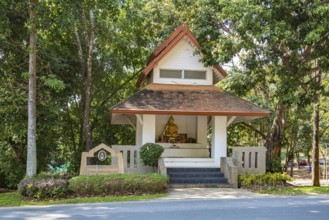Buddah shrine at the Hall of Buddah Image on the campus of CRRU Shiangrai Rajabhat University in