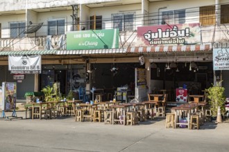 Outdoor streetside restaurant in Chiang Rai province of Northern Thailand