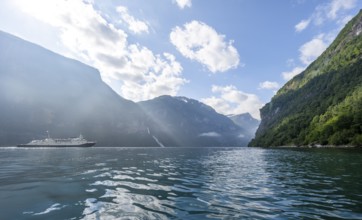 Atmospheric fjord landscape at the Geirangerfjord, Møre og Romsdal, Norway