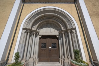 Romanesque entrance portal of St Vitus Church, destroyed around 1630, rebuilt between 1661 and