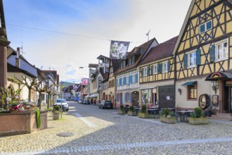 Historic half-timbered houses on Dielenmarktstraße in Endingen am Kaiserstuhl, Baden-Württemberg,
