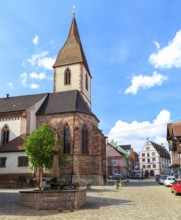 Market square with St Martin's pilgrimage church and St Mary's fountain, in the background the town