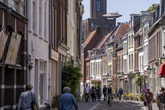 Utrecht, Netherlands, historic centre, Haverstraat, old town houses, lanterns, residential