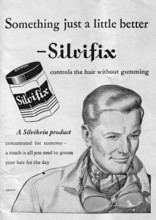 Silvikrin Silvifix male hair product advert London Illustrated News, 1949