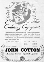 John Cotton's tobacco cigarettes advert London Illustrated News, 1949