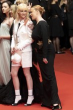 Cannes, France - 16.5.2024: Imogen Poots, Kristen Stewart and Thora Birch on the red carpet of the