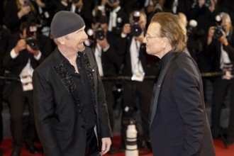Cannes, France - 16.5.2024: The Edge and Bono on the red carpet during the 78th Cannes
