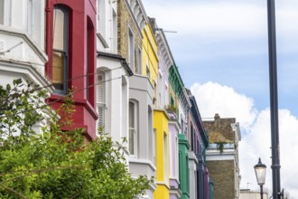 Traditional terraced houses showcasing a vibrant array of colors in the charming neighborhood of